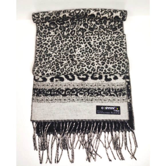 FRAAS Cashmink Scarf Soft Acrylic Animal Leopard Made In Germany Fringed 11”x52” - Picture 6 of 6